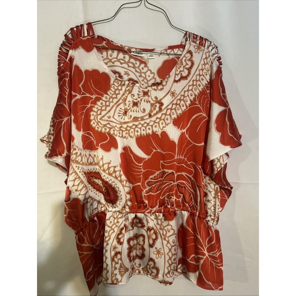 Cato Women's Bright Red Short Sleeve Top Size L